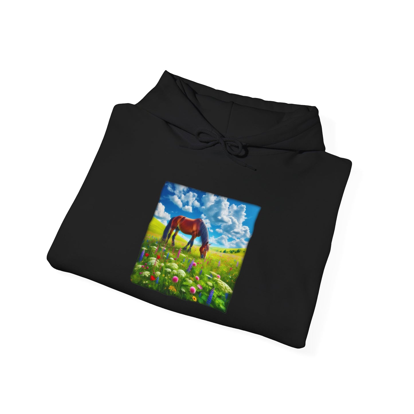 Horse Grazing, Unisex Gildon Heavy Blend™ Hooded Sweatshirt