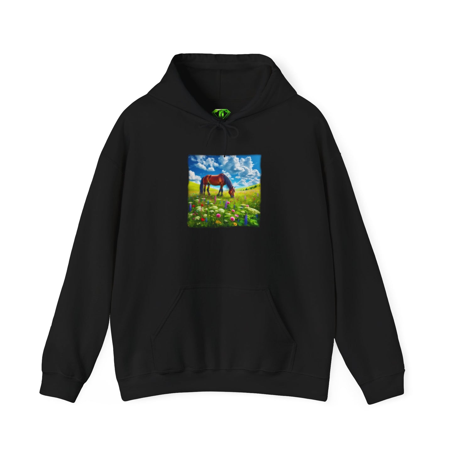 Horse Grazing, Unisex Gildon Heavy Blend™ Hooded Sweatshirt
