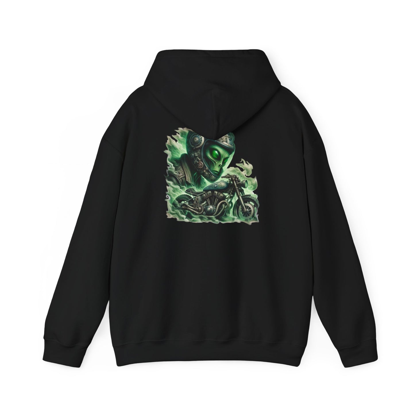 Alien Biker Hoodie, Unisex Gildon Heavy Blend™ Hooded Sweatshirt