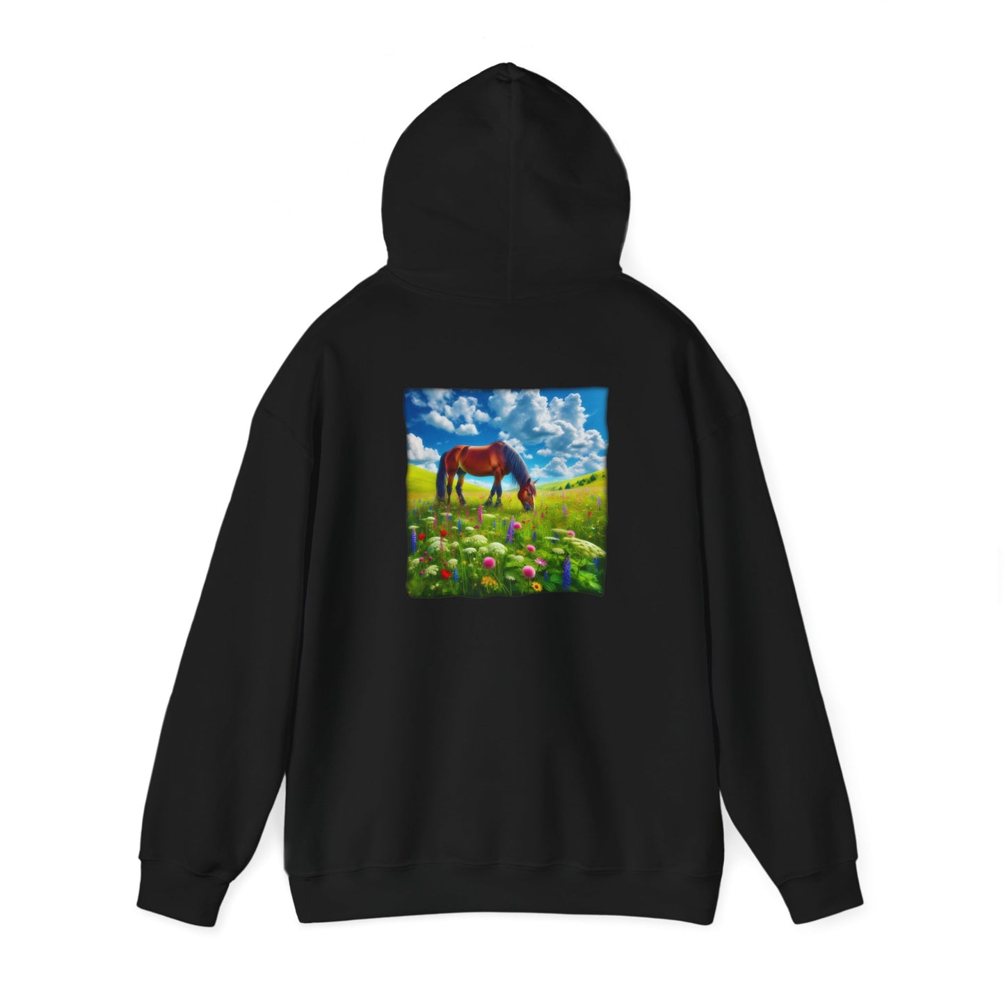 Horse Grazing, Unisex Gildon Heavy Blend™ Hooded Sweatshirt
