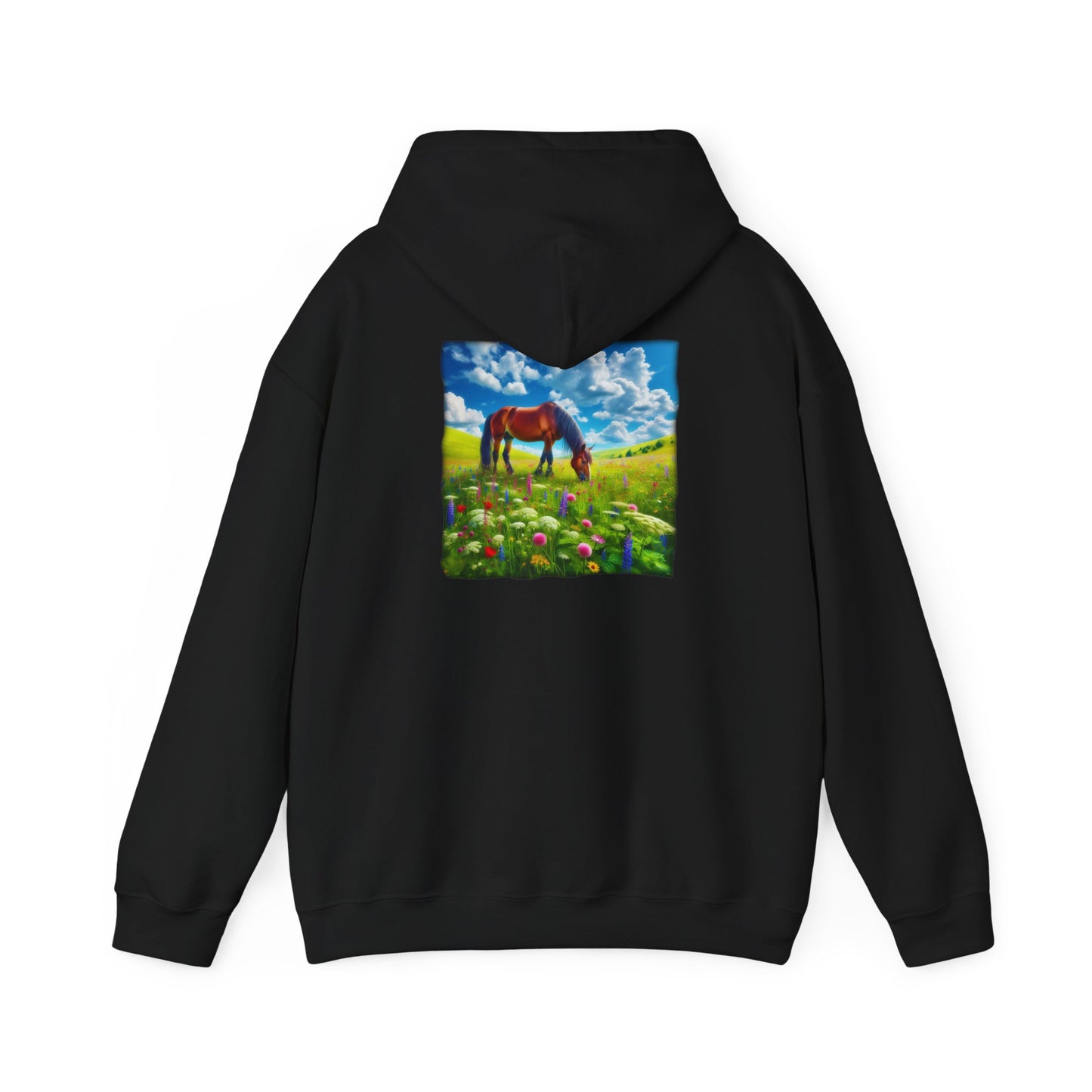 Horse Grazing, Unisex Gildon Heavy Blend™ Hooded Sweatshirt