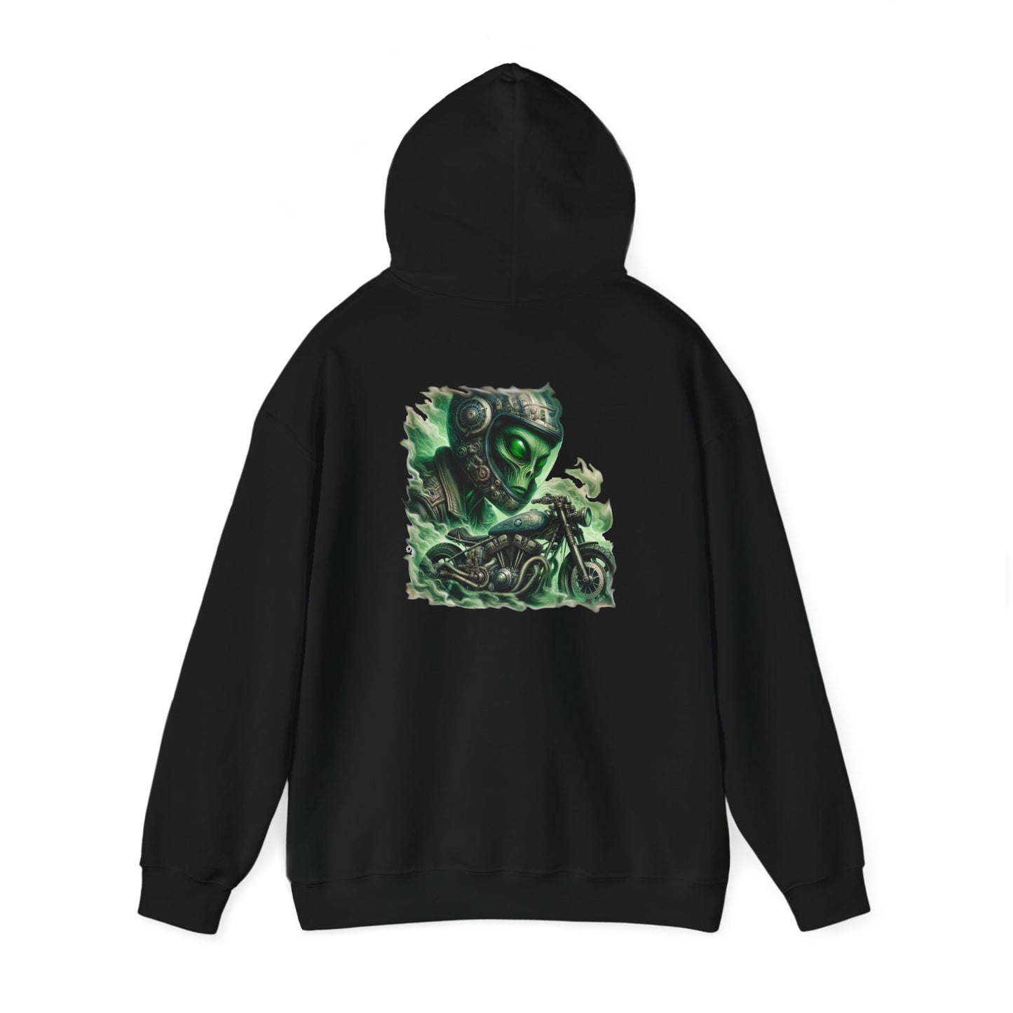 Alien Biker Hoodie, Unisex Gildon Heavy Blend™ Hooded Sweatshirt