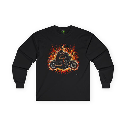 Fire Biker Long Sleeve T-Shirt, Unisex Tees,