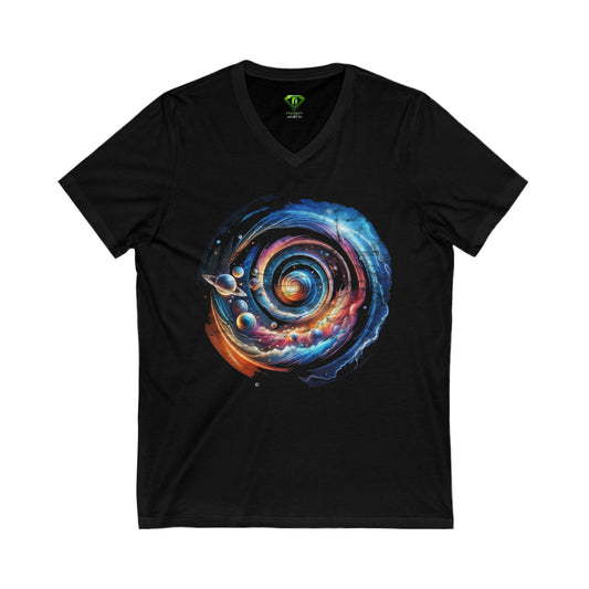 Galaxy Swirl, Unisex Jersey Short Sleeve V-Neck Tee