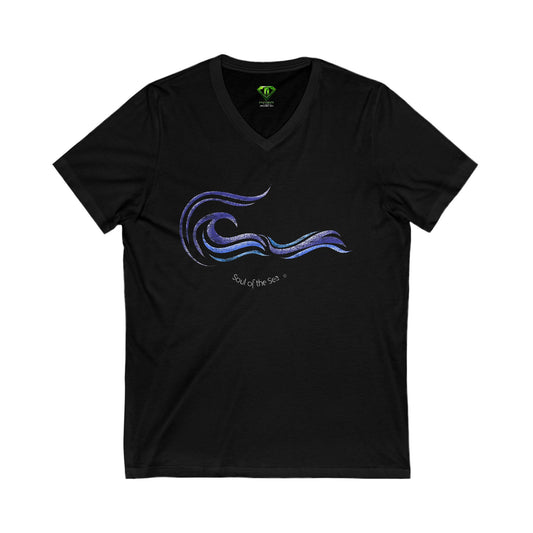 Waves, Unisex Jersey Short Sleeve V-Neck Tee