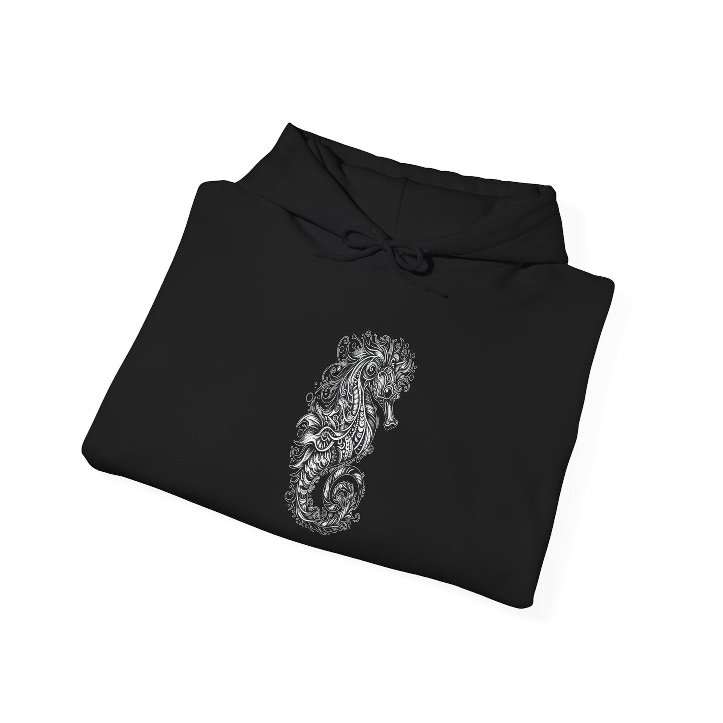 Seahorse Black & White, Unisex Gildon Heavy Blend™ Hooded Sweatshirt,