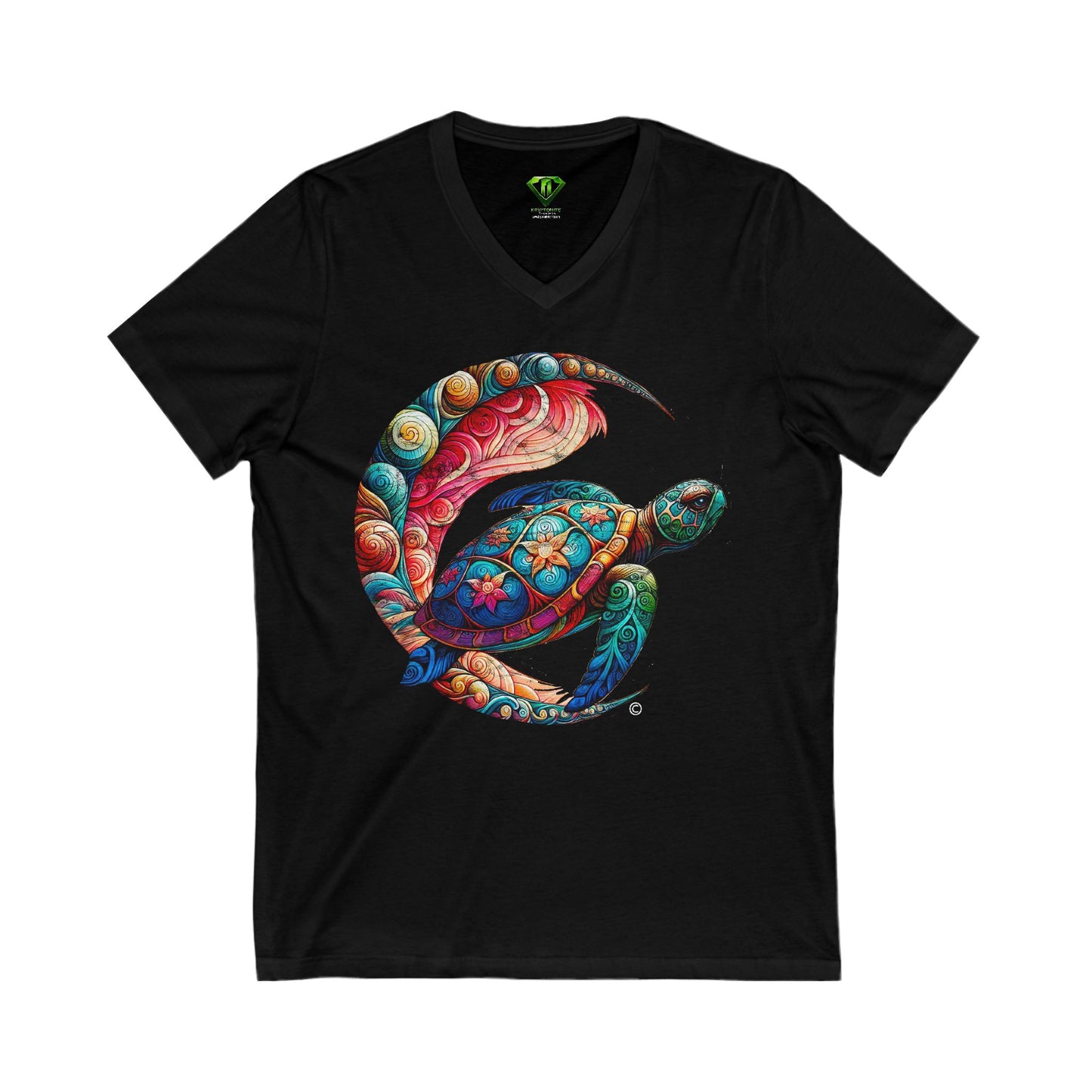 Turtle, Unisex Jersey Short Sleeve V-Neck Tee