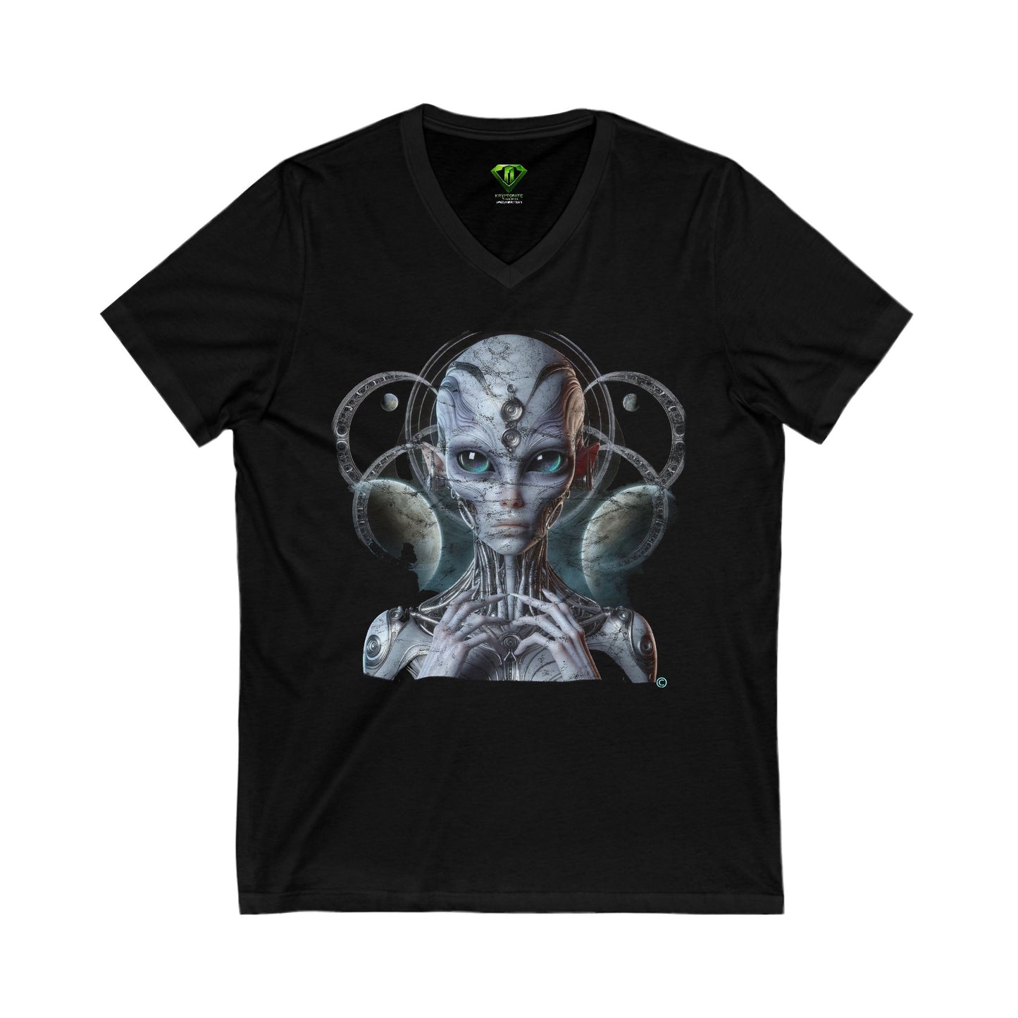 Nebulite Female Alien, Unisex Jersey Short Sleeve V-Neck Tee