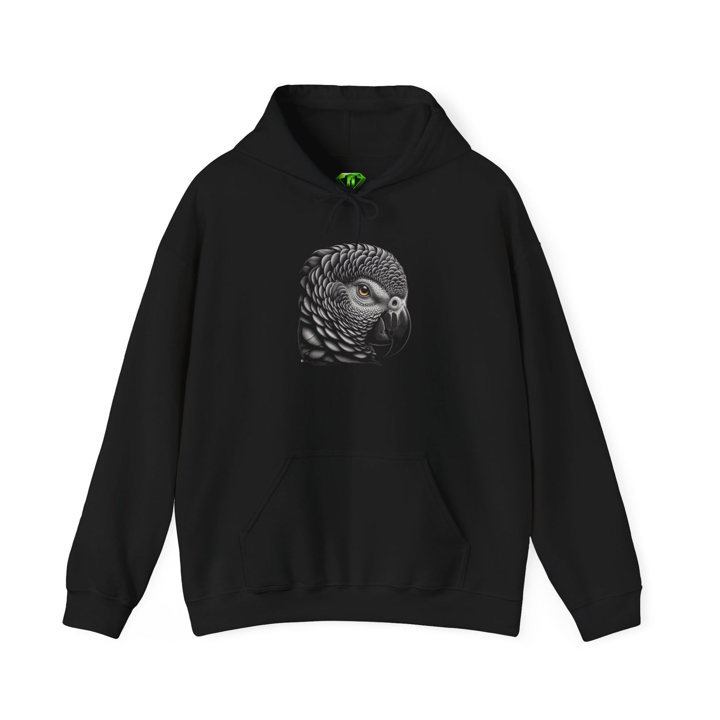 African Grey Parrot Hoodie, Unisex Gildon Heavy Blend™ Hooded Sweatshirt