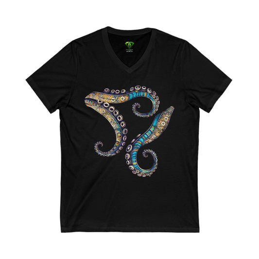 Octopus, Unisex Jersey Short Sleeve V-Neck Tee