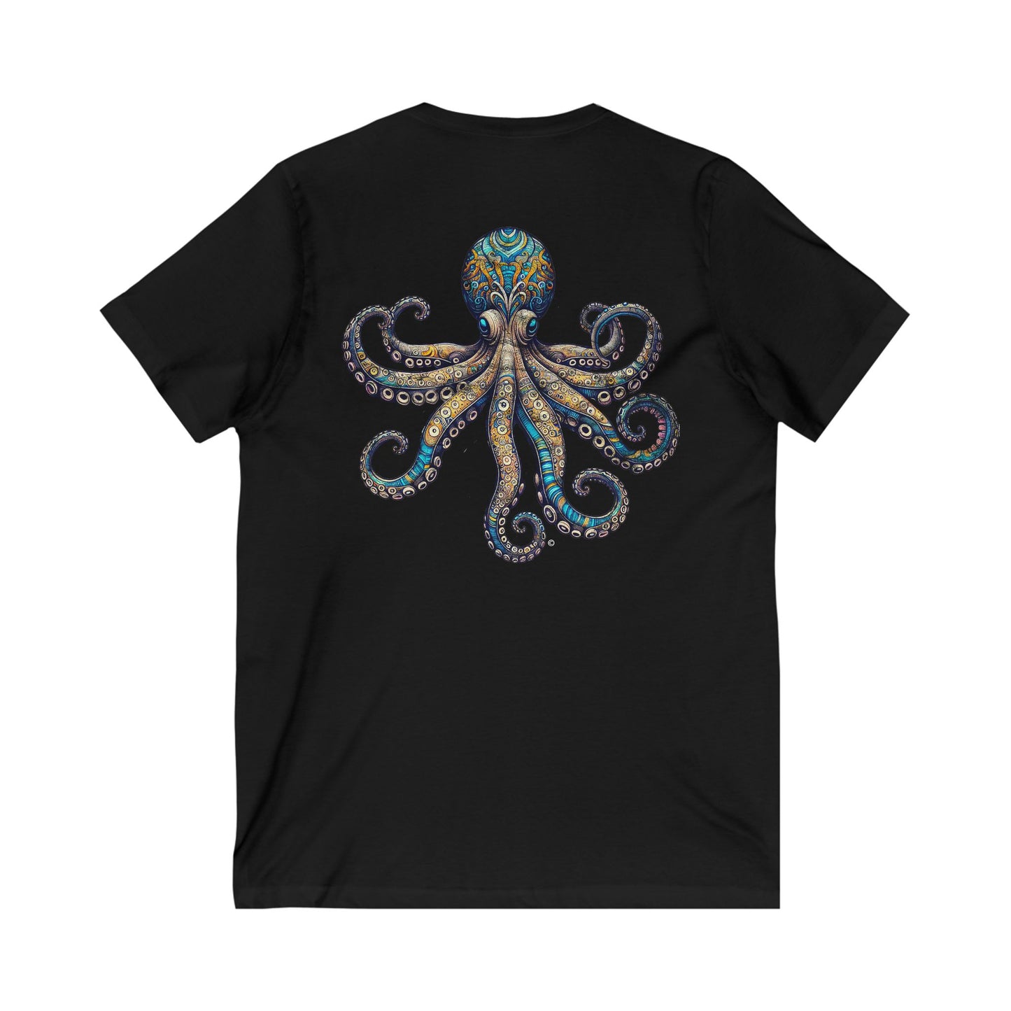 Octopus, Unisex Jersey Short Sleeve V-Neck Tee