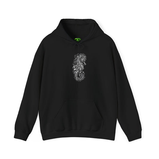 Seahorse Black & White, Unisex Gildon Heavy Blend™ Hooded Sweatshirt,