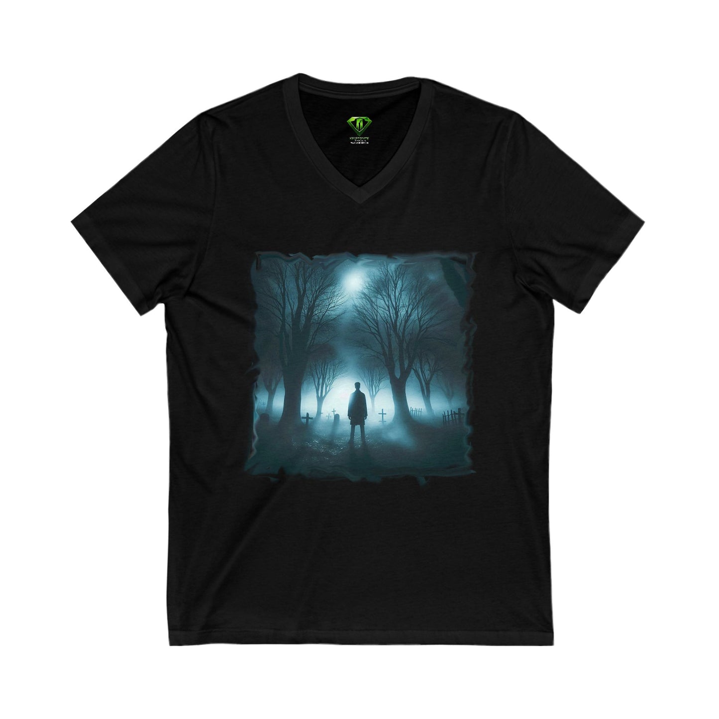 Shadow Figure, V-Neck Tee, Edgy Graphic tees