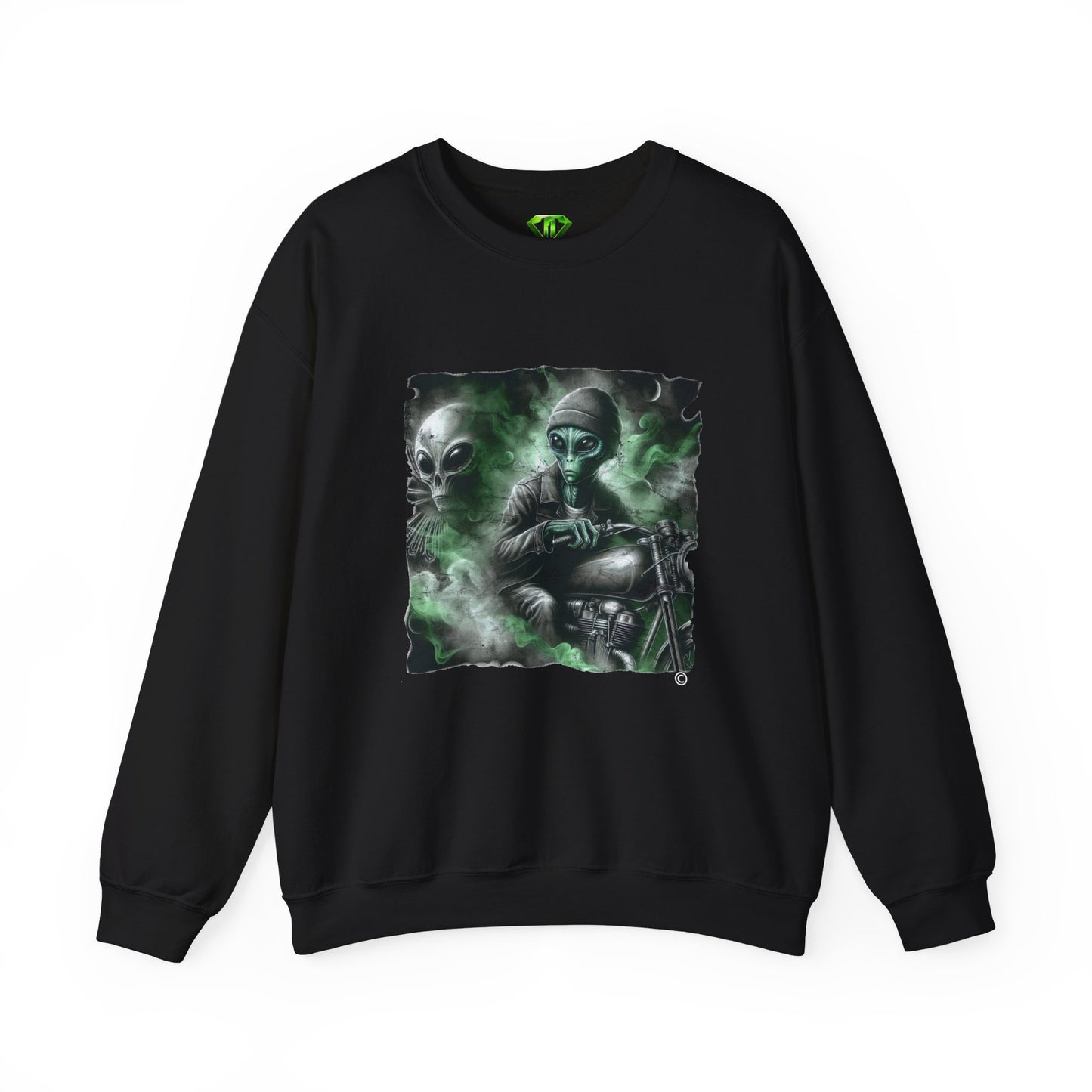 Cool Alien Biker Unisex Crewneck Sweatshirt