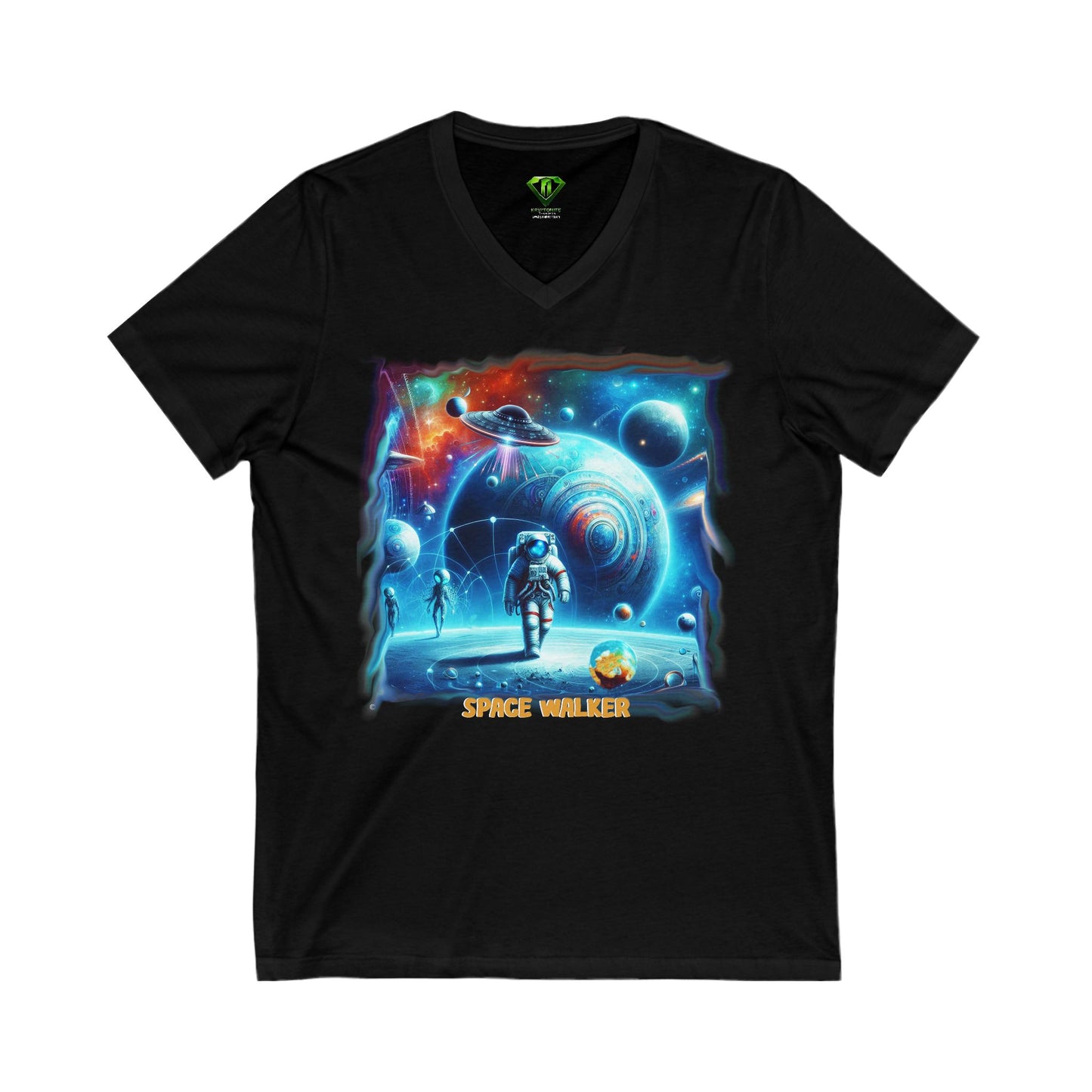 Space Walker, Unisex Jersey Short Sleeve V-Neck Tee