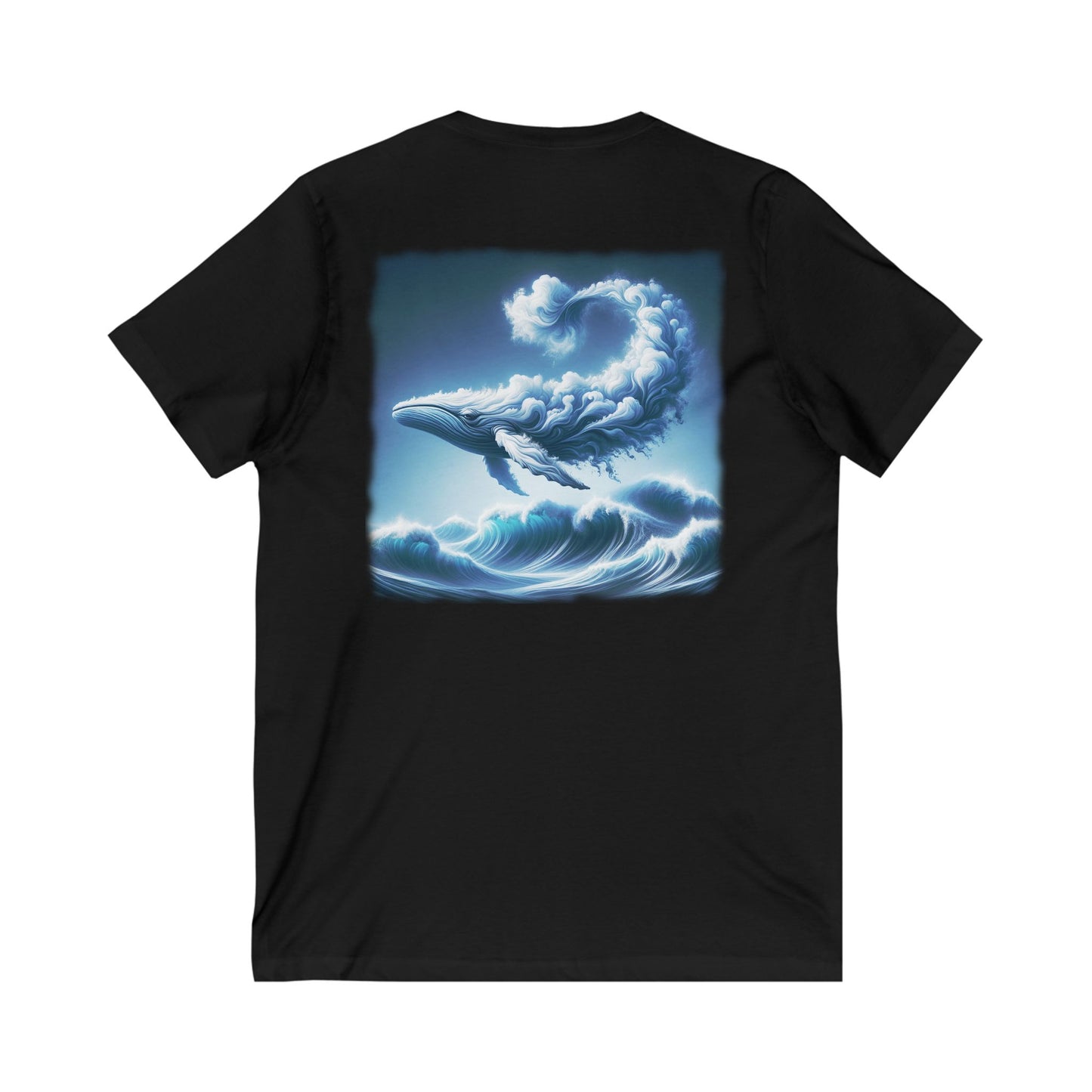 Whale Cloud, Unisex Jersey Short Sleeve V-Neck Tee