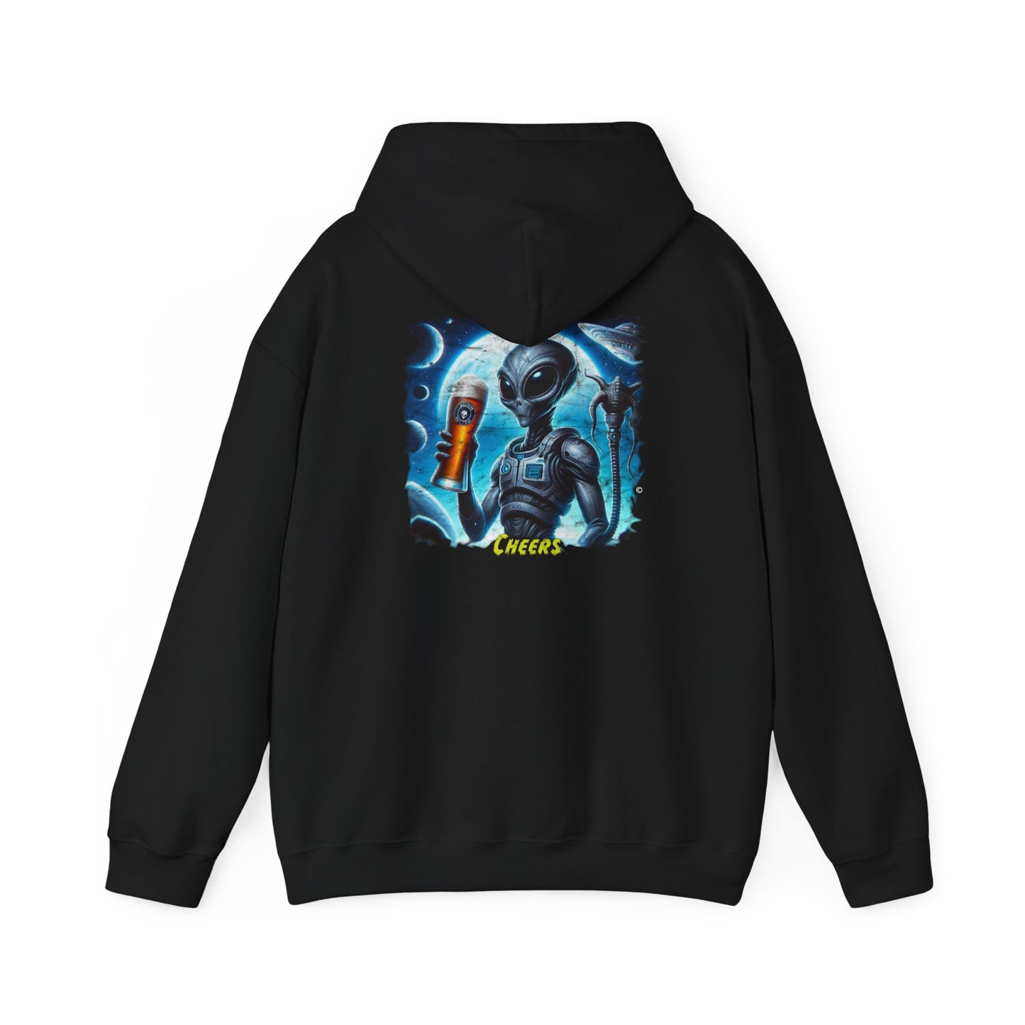 Cheers, Alien Style Hoodie, Unisex Gildon Heavy Blend™ Hooded Sweatshirt