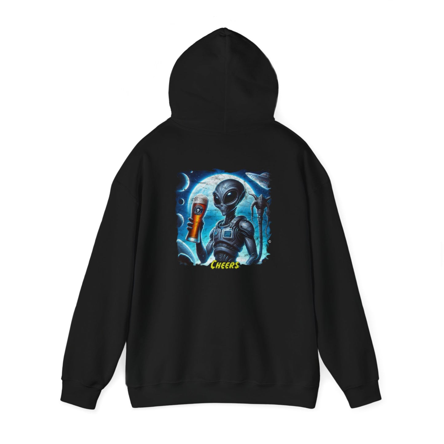 Cheers, Alien Style Hoodie, Unisex Gildon Heavy Blend™ Hooded Sweatshirt