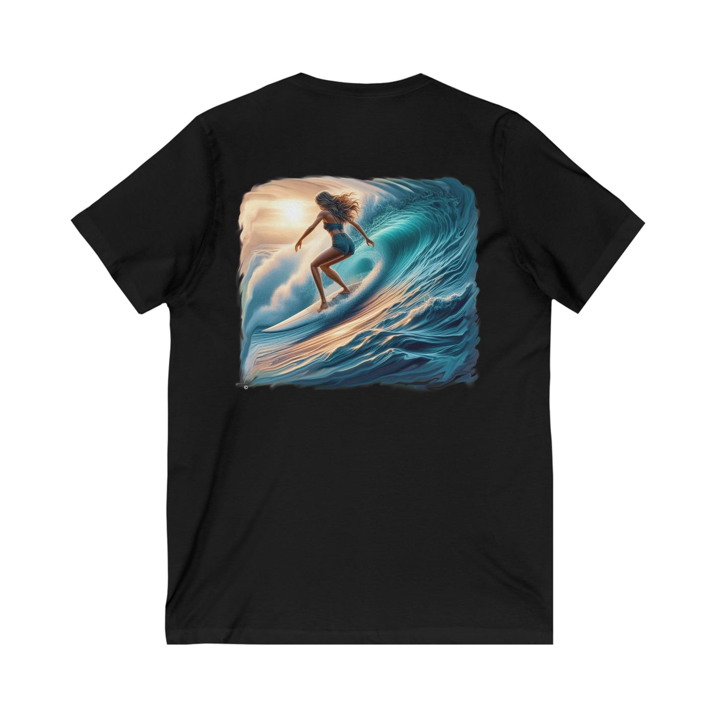 Wave Rider, Unisex Jersey Short Sleeve V-Neck Tee