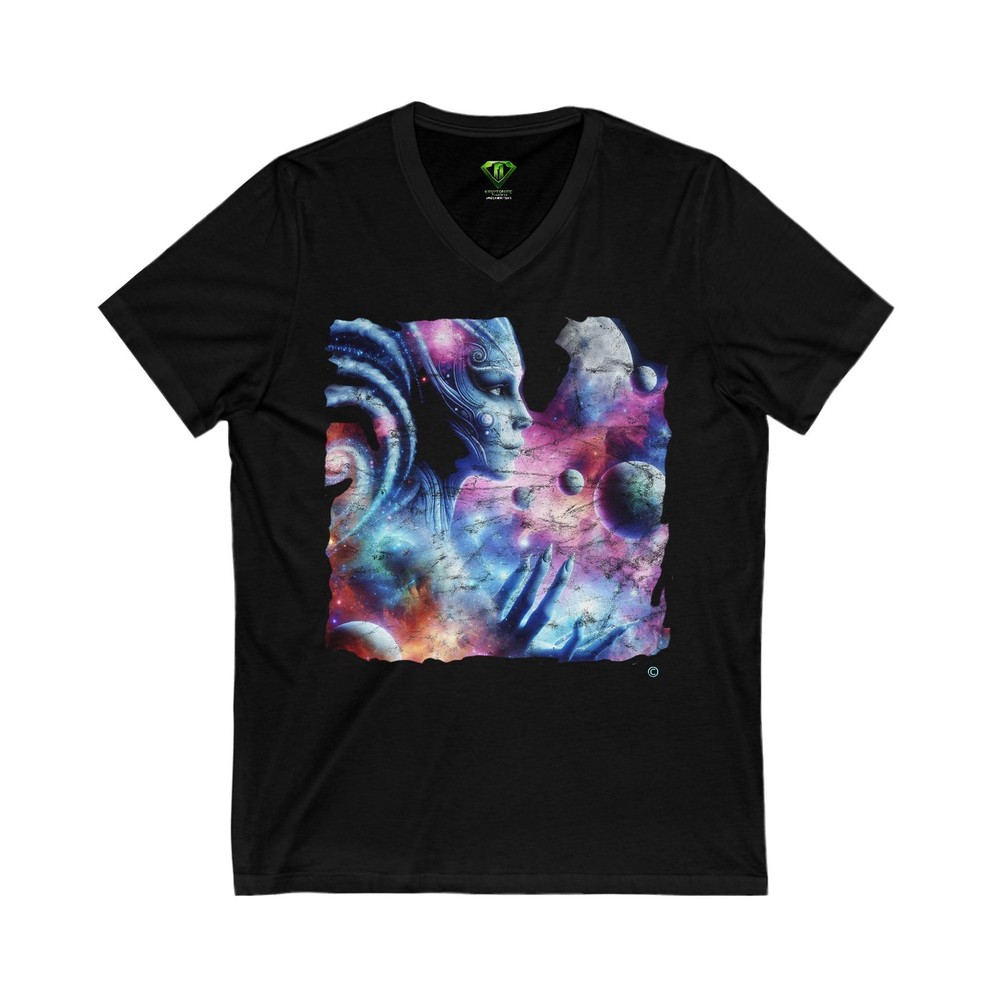 Luna Female Alien, Unisex Jersey Short Sleeve V-Neck Tee