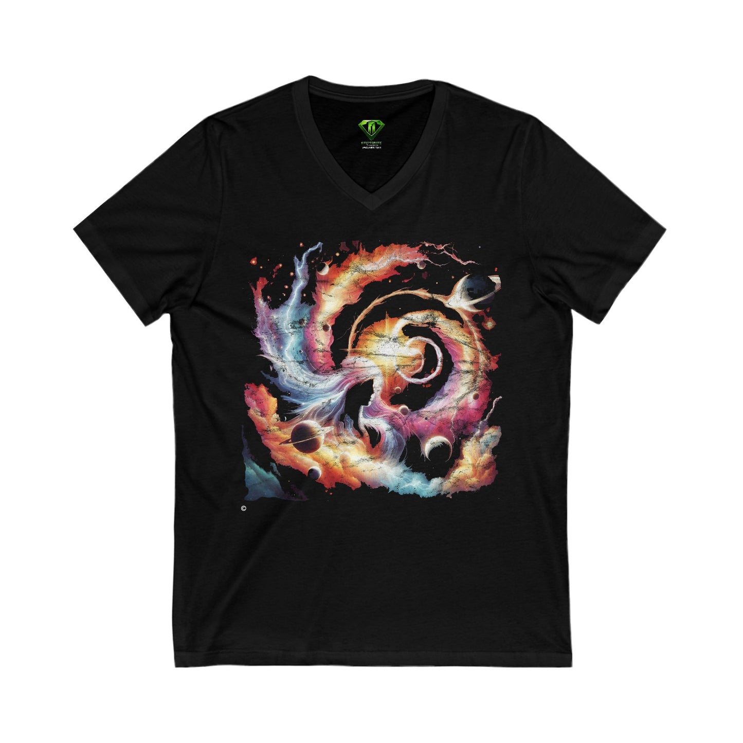 Stardust Echo, Unisex Jersey Short Sleeve V-Neck Tee