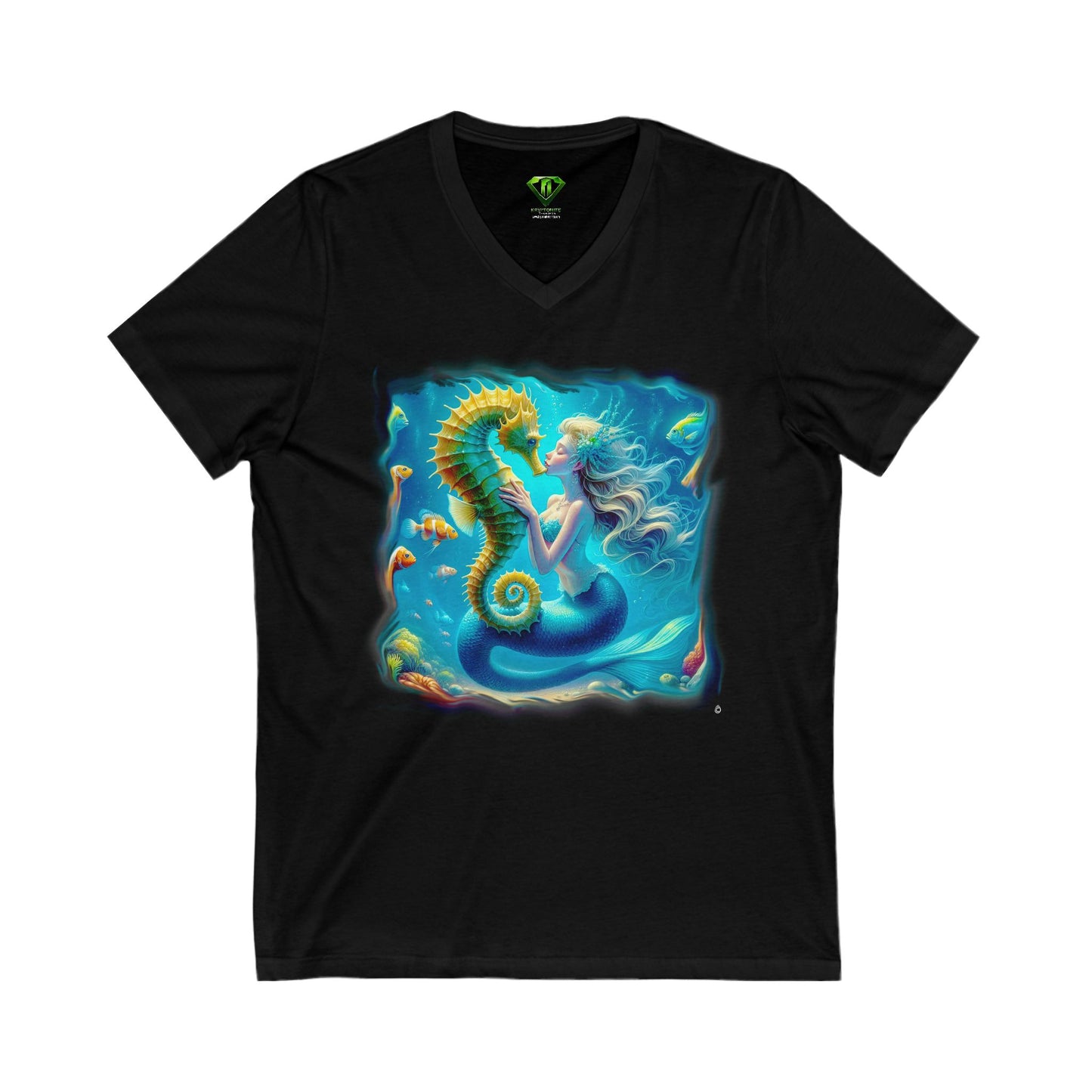 Little Sea Horse, Unisex Jersey Short Sleeve V-Neck Tee