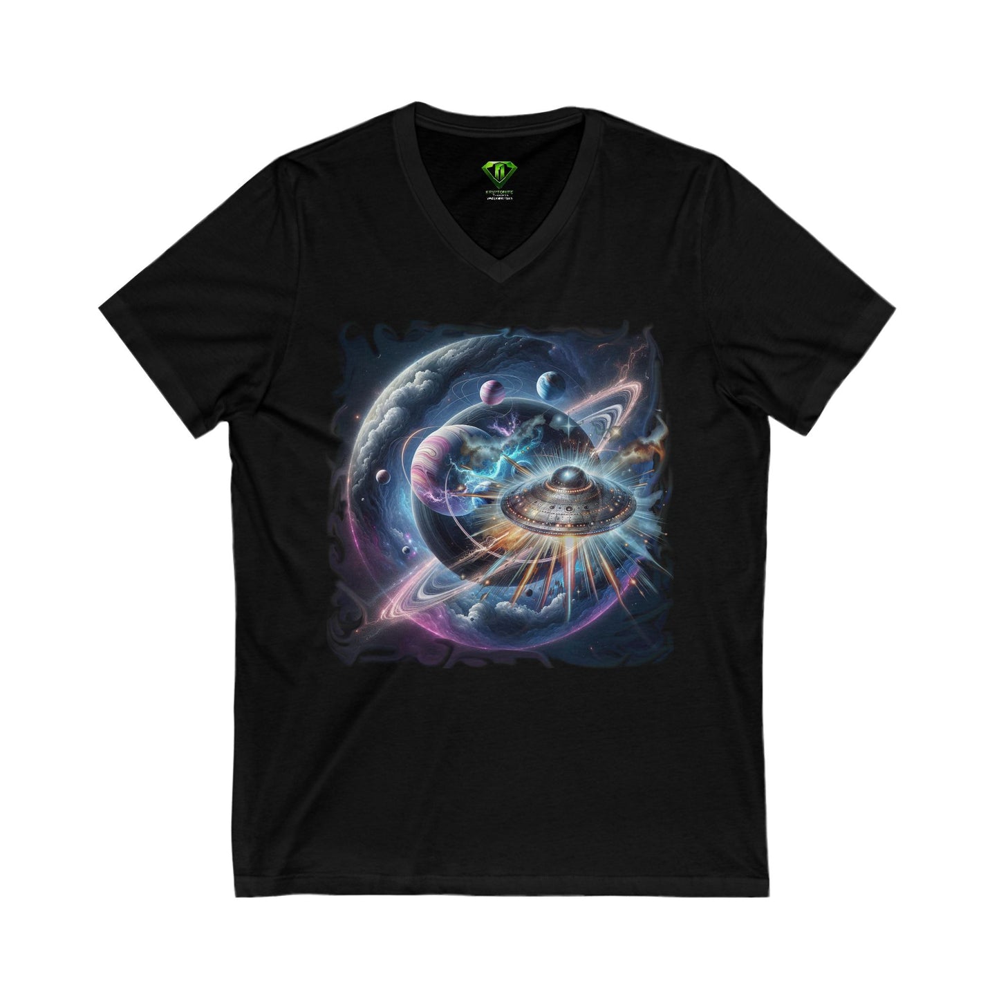 Galaxy Glimpse, Unisex Jersey Short Sleeve V-Neck Tee