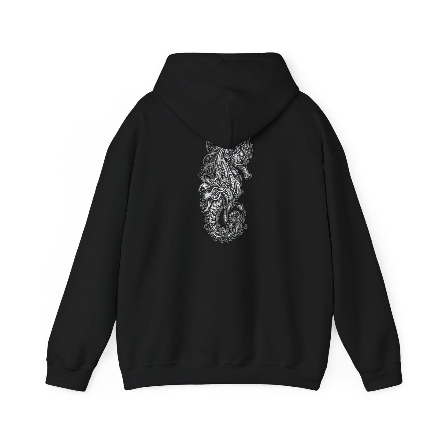 Seahorse Black & White, Unisex Gildon Heavy Blend™ Hooded Sweatshirt,