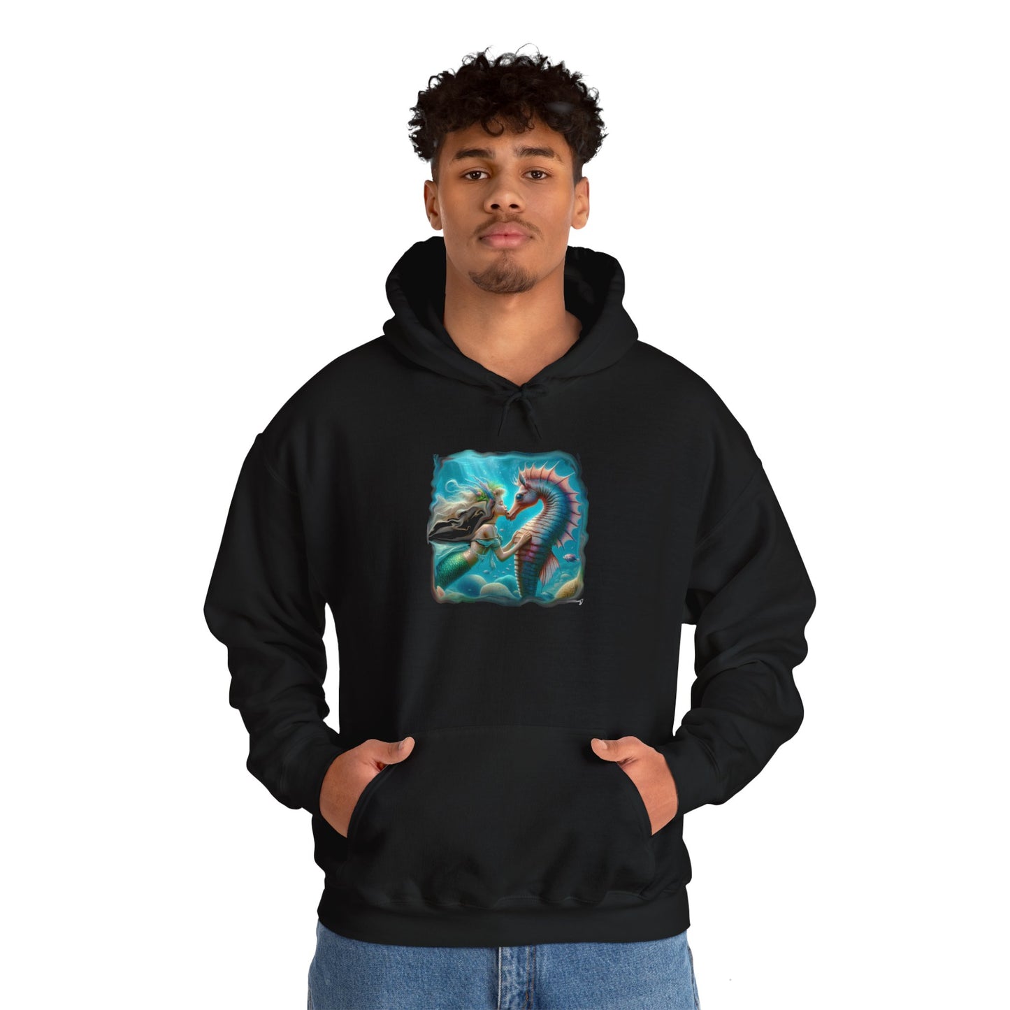 Kissing Seahorse Hoodie, Unisex Gildon Heavy Blend™ Hooded Sweatshirt