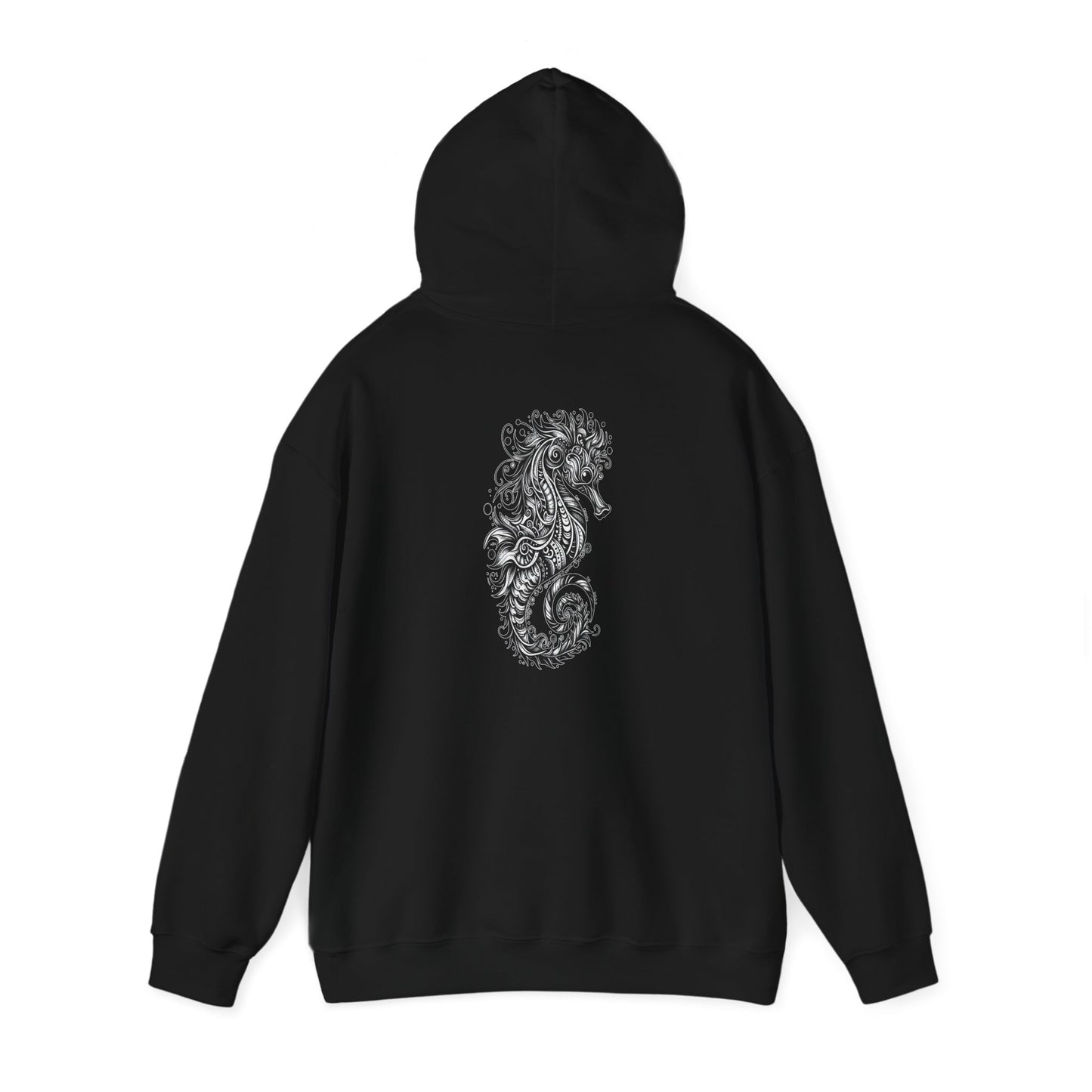 Seahorse Black & White, Unisex Gildon Heavy Blend™ Hooded Sweatshirt,