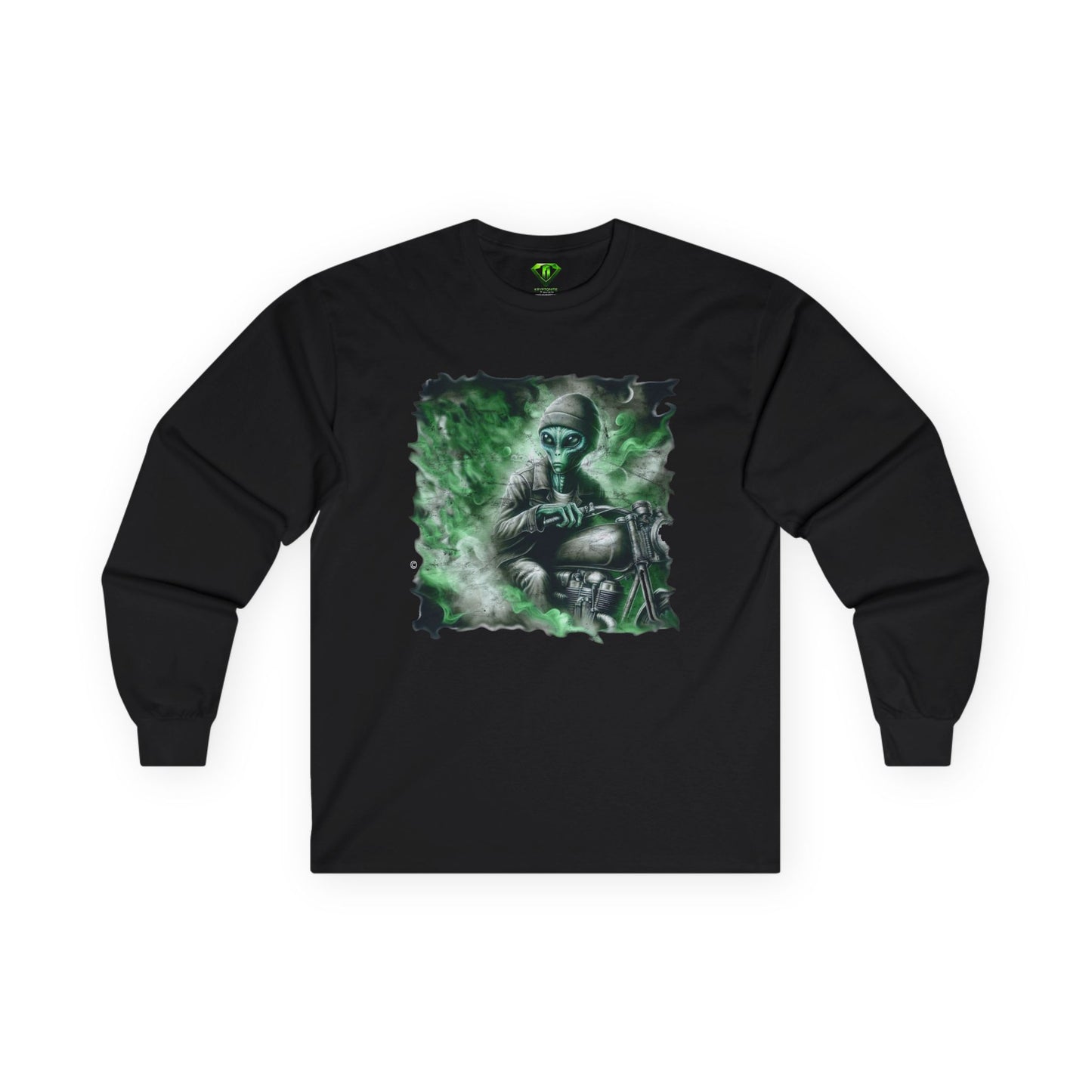 Cool Alien Biker Long Sleeve T-shirt, Unisex Tees,