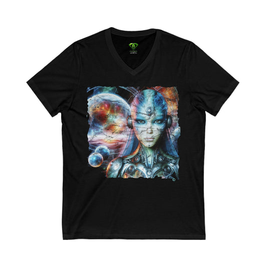 Cassiopeia Female Alien, Unisex Jersey Short Sleeve V-Neck Tee