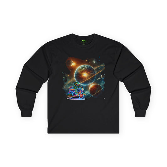 Cosmic Alien Biker Long sleeve T-shirt, Unisex Tees