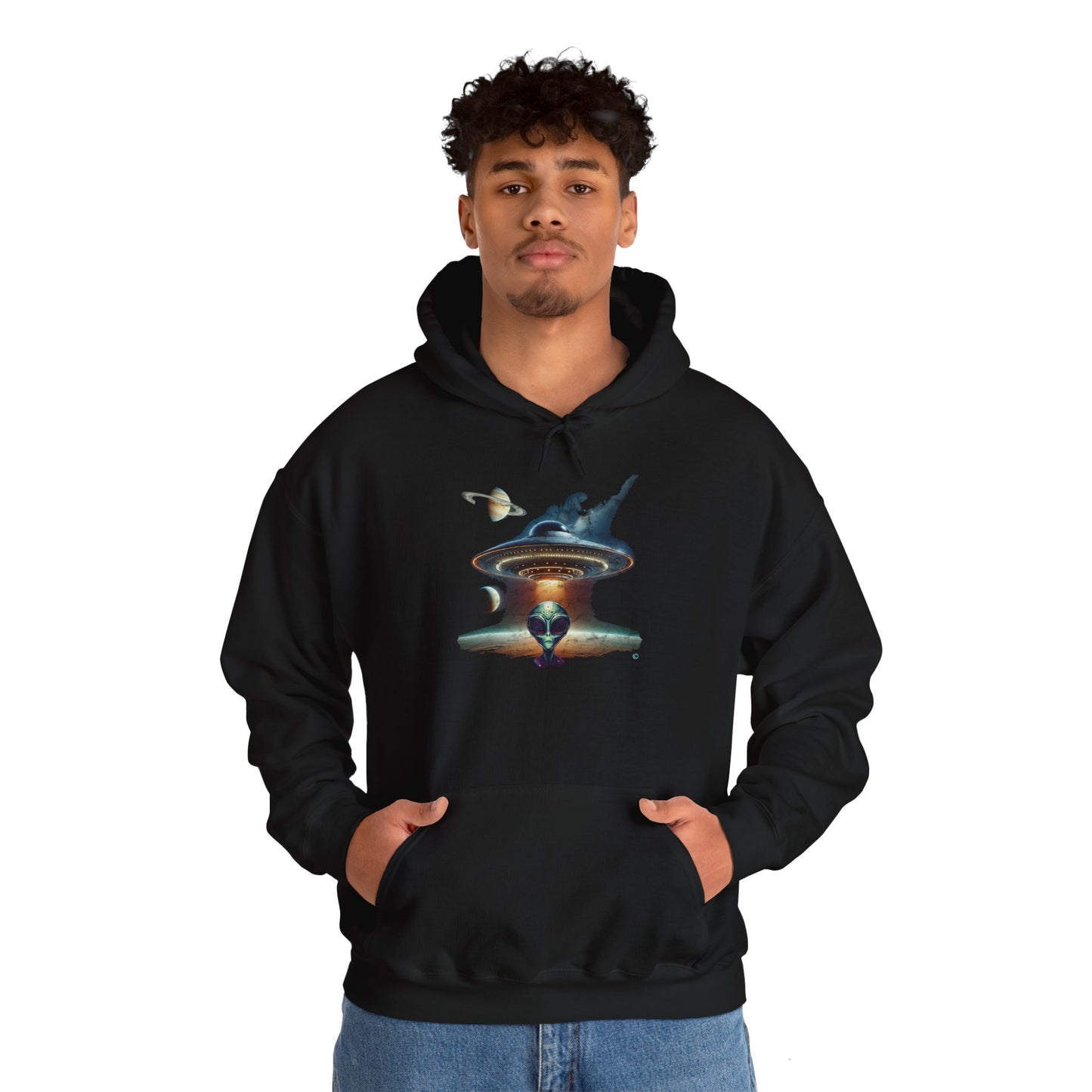 UFO Alien Hoodie, Unisex Gildon Heavy Blend™ Hooded Sweatshirt