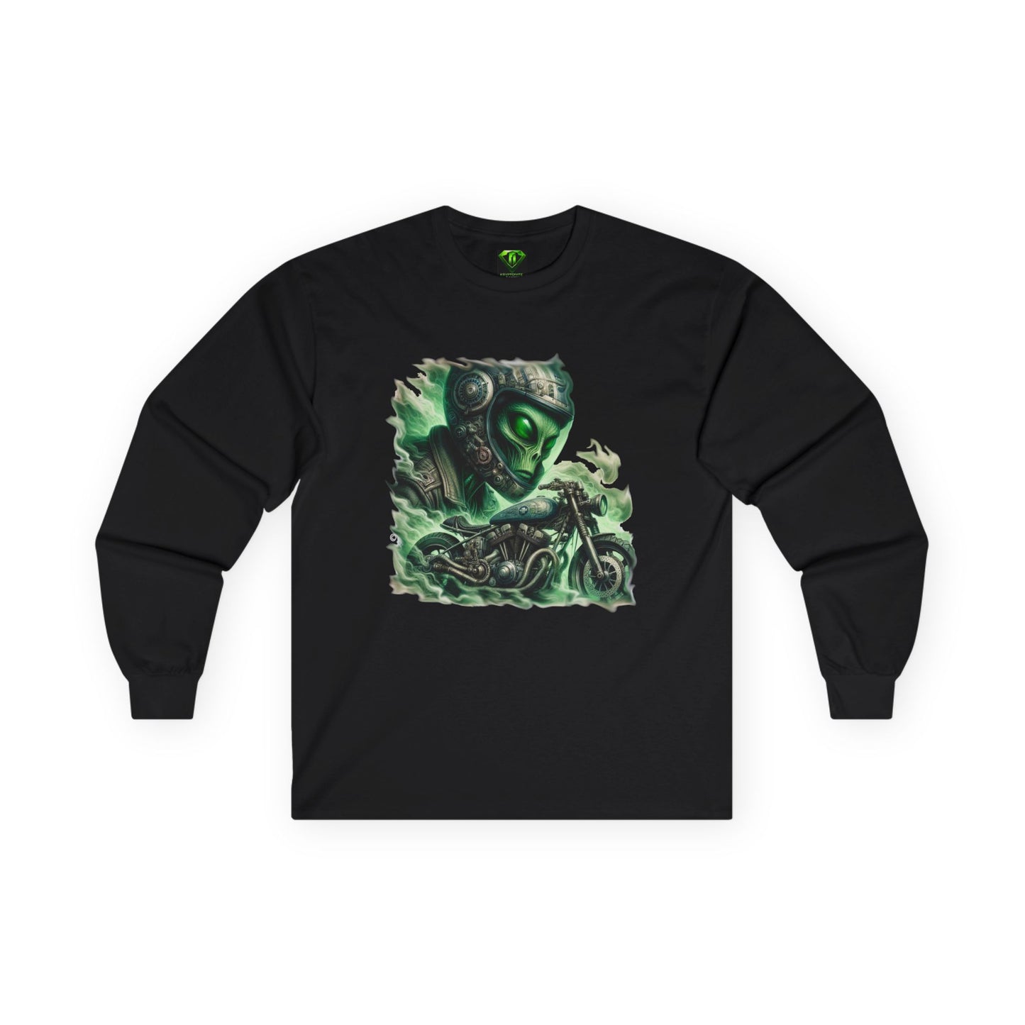 Alien Biker Long Sleeve T-shirt, Unisex Tees